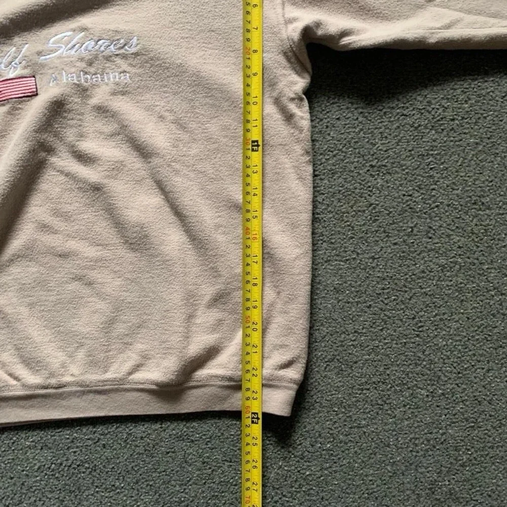 Genuine Joe America USA Flag Embroidered Gulf Shores Alabama Beige Sweatshirt